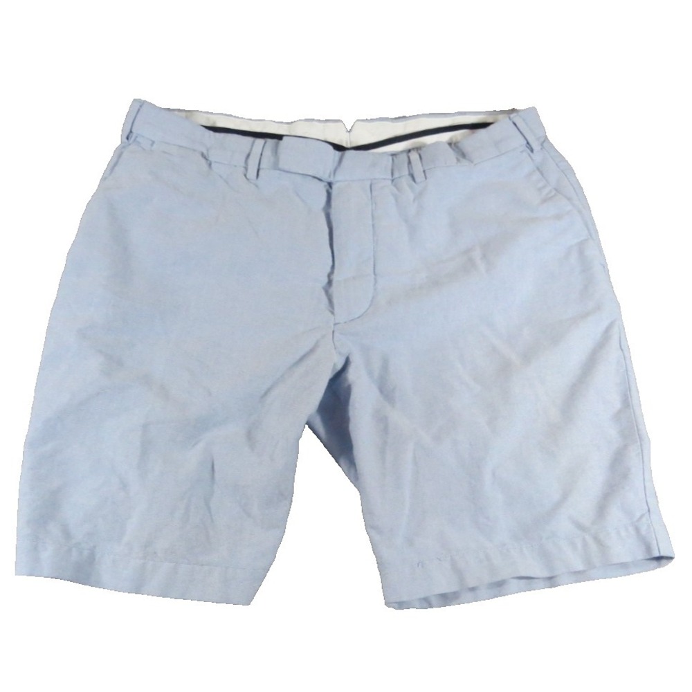 Polo Ralph Lauren Shorts 38 Blue Oxford Cotton Chino Classic Fit Flat Front Men